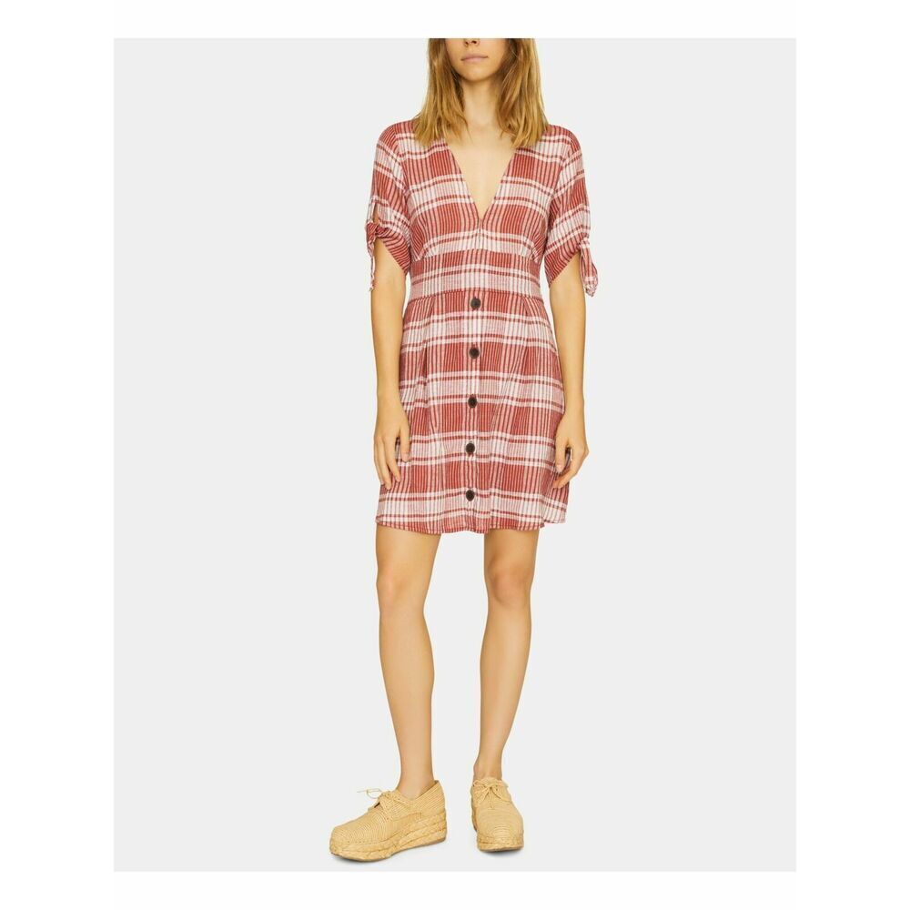 Sanctuary Women's Mini Shirt Dress Casual Dress In Terracotta Stripe 8 $129